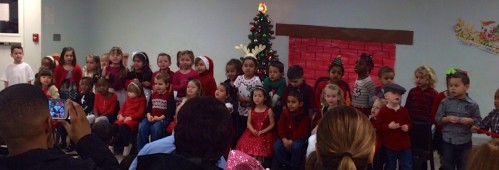 Preschool students perform for the Christmas program at CAS.